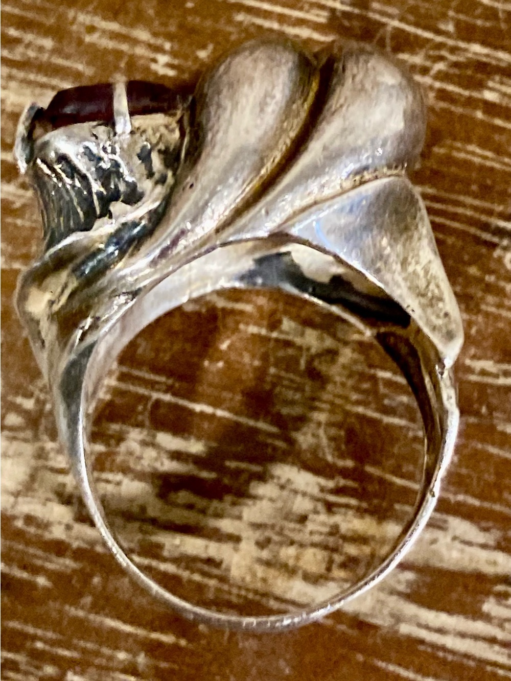 Rainbow Teardrop Gemstone Statement Ring Tree Bark Texture Silver Tone Size 8 - Picture 7 of 13